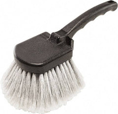 Harper Brush - 2-1/4" Bristle Length, Flagged Plastic Utility Scrub Brush - 3-1/2" x 3-1/2" Long x 3" Wide Head, 10" OAL, Easy Grip Handle, Black, Polypropylene Block, Flagged - Benchmark Tooling