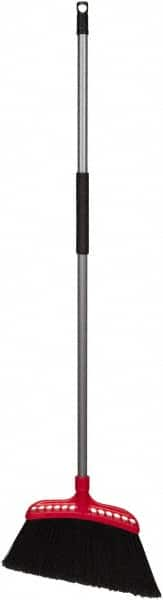 Harper Brush - 16" Wide, Black Polypropylene Bristles, 48" Metal Handle, Angled Broom - Flagged, Water Resistant - Benchmark Tooling