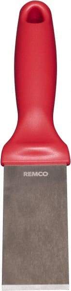 Remco - Stiff Stainless Steel Beveled Scraper - 1-1/2" Blade Width x 3-1/2" Blade Length, 5-13/32" Long Ergonomic Polypropylene Handle - Benchmark Tooling