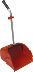 Harper Brush - 14" Wide x 13" Deep x 32" High Handheld Dustpan - Plastic Body, 25" Aluminum Handle, Red - Benchmark Tooling