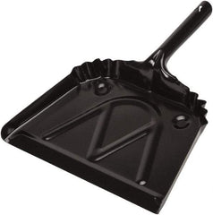 Harper Brush - 12" Wide x 7" Deep x 4" High Handheld Dustpan - Metal Body, 6" Handle, Black - Benchmark Tooling