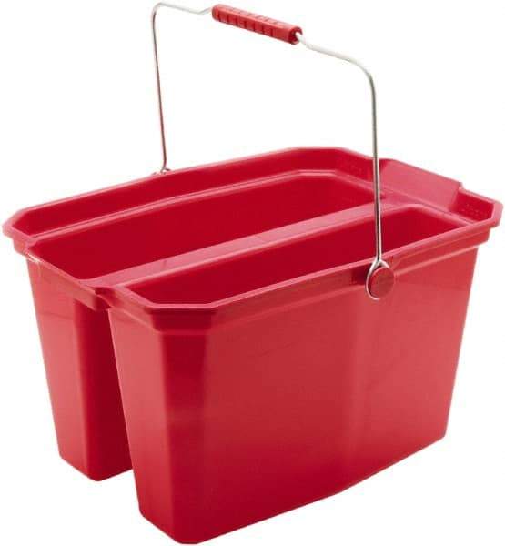 Harper Brush - 19 Qt Plastic Double Pail - 18" Long, Red, Metal Handle - Benchmark Tooling