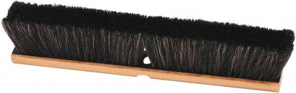 Harper Brush - 18" Smooth Surface Horsehair Push Broom - 3" Bristle Length, Wood Block, Threaded Handle Connection, Handle Sold Separately - Benchmark Tooling