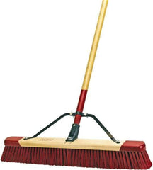 Harper Brush - 24" Rough Surface Synthetic Push Broom - 3" Bristle Length, Wood Block, Bolt-On Handle Connection, Handle Included - Benchmark Tooling