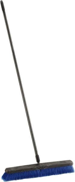 Harper Brush - 24" Medium Duty Synthetic Push Broom - 3" Bristle Length, Plastic Block, Threaded Handle Connection, Handle Included - Benchmark Tooling