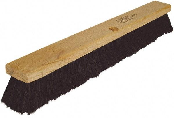 Harper Brush - 18" Medium Duty Tampico Push Broom - 3" Bristle Length, Wood Block, Threaded Handle Connection, Handle Sold Separately - Benchmark Tooling