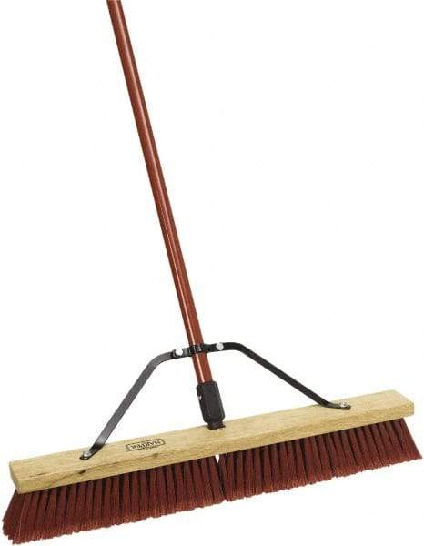 Harper Brush - 24" Medium Duty Synthetic Push Broom - 3" Bristle Length, Wood Block, Threaded Handle Connection, Handle Sold Separately - Benchmark Tooling