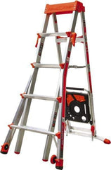 Little Giant Ladder - 6 Steps, 8' High, Type IA Rating, Aluminum Multi-Use Ladder - 300 Lb Load Capacity, 27" Base Width - Benchmark Tooling