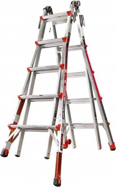 Little Giant Ladder - 18 Steps, 19' High, Type IA Rating, Aluminum Multi-Use Ladder - 300 Lb Load Capacity, 26-1/2" Base Width - Benchmark Tooling