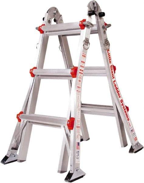 Little Giant Ladder - 14 Steps, 15' High, Type IA Rating, Aluminum Multi-Use Ladder - 300 Lb Load Capacity, 24-1/2" Base Width - Benchmark Tooling