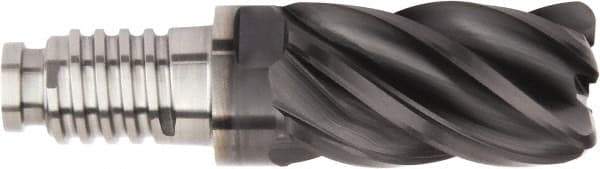 Kennametal - 20mm Diam, 30mm LOC, 5 Flute, 4mm Corner Radius End Mill Head - Solid Carbide, AlTiN Finish, Duo-Lock 20 Connection, Spiral Flute, 37 & 39° Helix - Benchmark Tooling