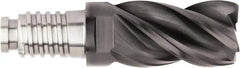 Kennametal - 1-1/4" Diam, 1-7/8" LOC, 4 Flute, 0.09" Corner Radius End Mill Head - Solid Carbide, AlTiN Finish, Duo-Lock 32 Connection, Spiral Flute, 37 & 39° Helix, Centercutting - Benchmark Tooling