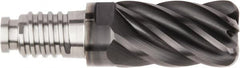 Kennametal - 32mm Diam, 48mm LOC, 6 Flute, 0.1575" Corner Radius End Mill Head - Solid Carbide, AlTiN Finish, Duo-Lock 32 Connection, Spiral Flute, 37 & 39° Helix, Centercutting - Benchmark Tooling