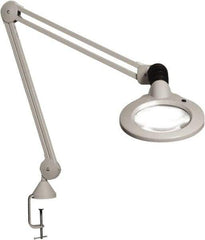 Vision Engineering - 30" Arm, Spring Suspension, Clamp Mount, LED, Light Gray, Magnifying Task Light - 9 Watts, 120 Volts, 1.75x Magnification - Benchmark Tooling