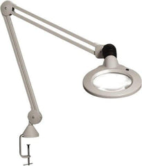 Vision Engineering - 45" Arm, Spring Suspension, Clamp Mount, LED, Light Gray, Magnifying Task Light - 9 Watts, 120 Volts, 1.75x Magnification - Benchmark Tooling