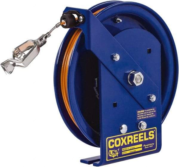 CoxReels - 5/32 Inch x 100 Ft. Stranded Cable Grounding Reel - Spring Driven Reel, Galvanized Steel Cable - Benchmark Tooling