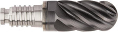 Kennametal - 5/8" Mill Diam, 15/16" LOC, Solid Carbide Ball End Mill Head - Spiral Flute, Right Hand Cut, 39° Helix, 6 Flutes, AlTiN Finish - Benchmark Tooling