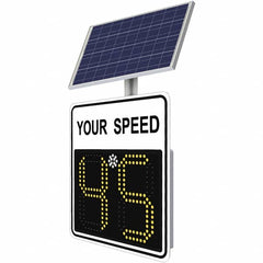 TrafficLogix - "Your Speed", 28" Wide x 28" High, Aluminum Speed Limit Signs - Black on White, High Intensity Reflectivity, Square, Post Mount - Benchmark Tooling