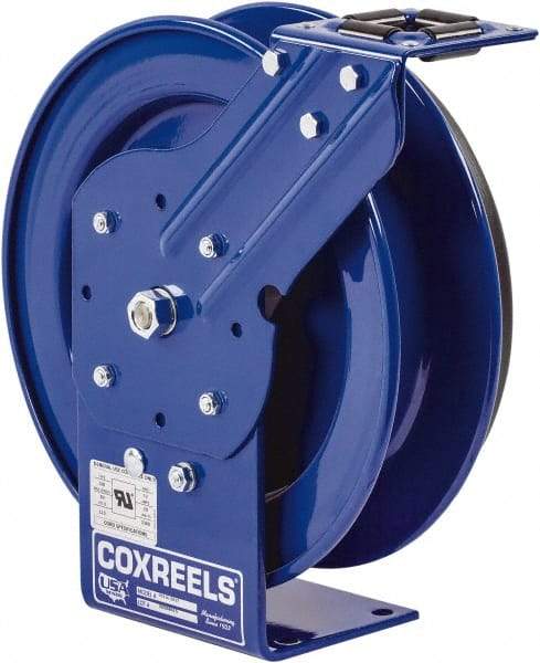 CoxReels - 10 AWG, 50' Cable Length, Cord & Cable Reel without Cable - 0 Outlets, 35 Amps, 115 Volts, SO Cable, Blue Reel, Spring Driven Reel - Benchmark Tooling