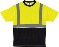Ergodyne - Size 4XL, Hi-Viz Lime, High Visibility, Short Sleeve T-Pocket, - 58" Chest, 1 Pocket, Polyester - Benchmark Tooling