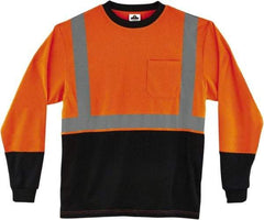 Ergodyne - Size 4XL, Hi-Viz Orange, High Visibility, Long Sleeve T-Pocket, - 58" Chest, 1 Pocket, Polyester - Benchmark Tooling