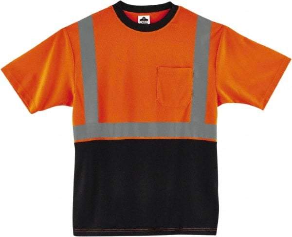 Ergodyne - Size S, Hi-Viz Orange, High Visibility, Short Sleeve T-Pocket, - 36" Chest, 1 Pocket, Polyester - Benchmark Tooling
