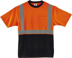 Ergodyne - Size L, Hi-Viz Orange, High Visibility, Short Sleeve T-Pocket, - 42" Chest, 1 Pocket, Polyester - Benchmark Tooling
