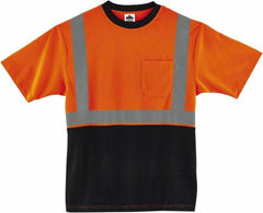 Ergodyne - Size 2XL, Hi-Viz Orange, High Visibility, Short Sleeve T-Pocket, - 50" Chest, 1 Pocket, Polyester - Benchmark Tooling
