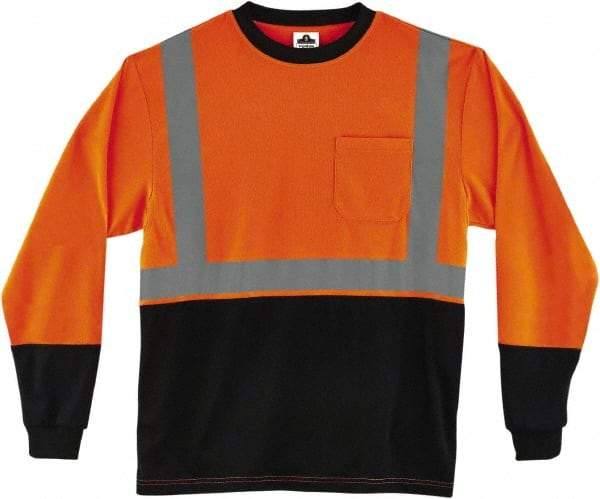 Ergodyne - Size M, Hi-Viz Orange, High Visibility, Long Sleeve T-Pocket, - 38" Chest, 1 Pocket, Polyester - Benchmark Tooling