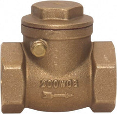 Value Collection - 1-1/2" Brass Check Valve - Check Swing, FNPT x FNPT, 200 WOG - Benchmark Tooling