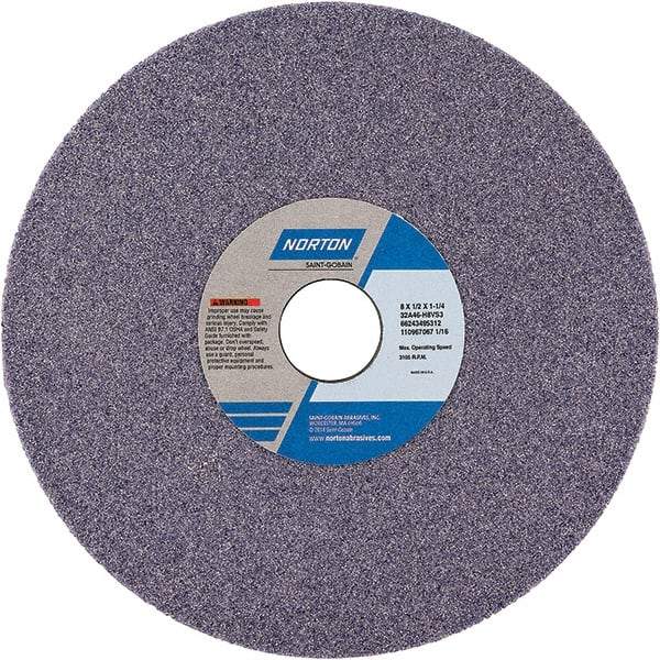 Norton - 7" Diam x 1-1/4" Hole x 1/2" Thick, H Hardness, 46 Grit Surface Grinding Wheel - Aluminum Oxide, Type 1, Coarse Grade, Vitrified Bond - Benchmark Tooling