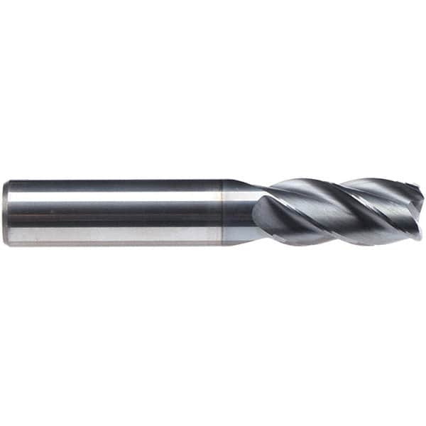Emuge - 5/8" Diam, 1-1/4" LOC, 4 Flute Solid Carbide Roughing & Finishing End Mill - CrN Finish, 3-1/2" OAL, 5/8" Shank Diam, Weldon Shank, 38° Helix, Centercutting, Regular Length - Benchmark Tooling