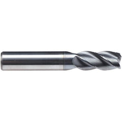 Emuge - 1/2" Diam, 1" LOC, 4 Flute Solid Carbide Roughing & Finishing End Mill - CrN Finish, 3" OAL, 1/2" Shank Diam, Weldon Shank, 38° Helix, Centercutting, Regular Length - Benchmark Tooling