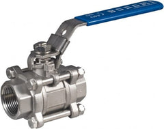 BONOMI - 3/4" Pipe, Full Port, Stainless Steel Full Port Ball Valve - 2 Piece, NPT Ends, Locking Lever Handle, 1,500 WOG, 150 WSP - Benchmark Tooling