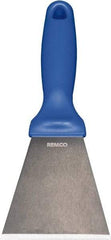 Remco - Stiff Stainless Steel Beveled Scraper - 3" Blade Width x 3-1/2" Blade Length, 5-13/32" Long Ergonomic Polypropylene Handle - Benchmark Tooling