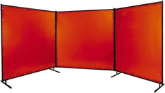Steiner - 8' Wide x 8' High, 14mm Thickness, Transparent Vinyl Portable Welding Screen - Orange - Benchmark Tooling
