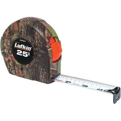 Lufkin - 25' x 1" Yellow Steel Blade Tape Measure - 1/16" Graduation, Inch Graduation Style, Camouflage ABS Plastic Case - Benchmark Tooling