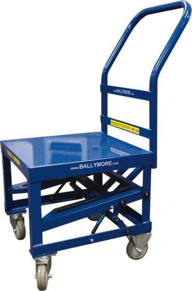 Ballymore - 400 Lb Capacity, 20" Wide x 27" Long x 42" High Mobile Cart - 1 Shelf, Steel, 2 Rigid/2 Swivel Casters - Benchmark Tooling