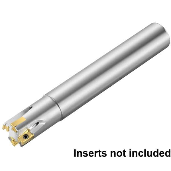 Kennametal - 16mm Cut Diam, 11mm Max Depth of Cut, 16mm Shank Diam, 150mm OAL, Indexable Square Shoulder End Mill - LNGU110408SRGE Inserts, Cylindrical Shank, 0° Lead Angle, Through Coolant, Series Mill 4-11 - Benchmark Tooling