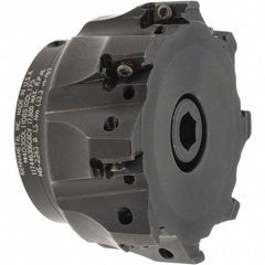 Kennametal - 8 Inserts, 3" Cut Diam, 1" Arbor Diam, 11mm Max Depth of Cut, Indexable Square-Shoulder Face Mill - 0° Lead Angle, 1-3/4" High, LNGU110408SRGE Insert Compatibility, Through Coolant, Series Mill 4-11 - Benchmark Tooling