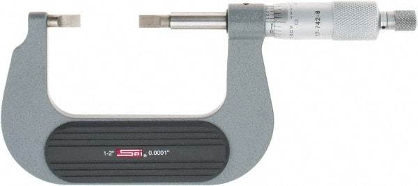 SPI - 1" to 2" Mechanical Painted Blade Micrometer - 0.0002" Accuracy, 0.03" Blade Thickness, Ratchet Stop Thimble - Benchmark Tooling