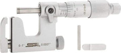 SPI - 0 to 1 Inch Range, Carbide Face, Chrome Plated Mechanical Multi Anvil Micrometer - Ratchet Stop Thimble, 0.0001" Graduation, 0.0001" Accuracy - Benchmark Tooling