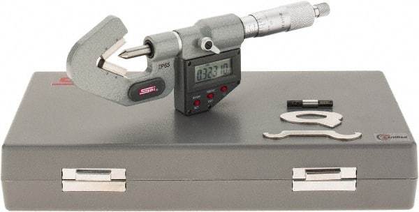 SPI - 0.04 to 0.6 Inch Measurement, 3 Flutes Measured, Ratchet Stop Thimble, Electronic V Anvil Micrometer - 0.0001 Inch Accuracy, Carbide Face - Benchmark Tooling