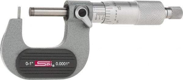 SPI - 0 to 1 Inch Range, 0.0001 Inch Graduation, A Anvil, Ratchet Stop Thimble, Mechanical Tube Micrometer - 0.0001 Inch Accuracy, Carbide Face - Benchmark Tooling