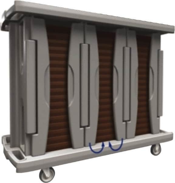 Made in USA - 67" Wide x 31-1/2" Long x 53-3/4" High Food Delivery System Cart - 6 Door, 156 Slot, Plastic, 2 Rigid/2 Swivel Casters - Benchmark Tooling