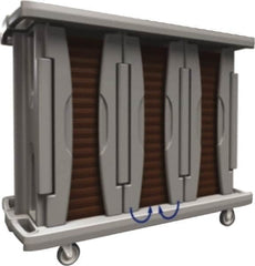 Made in USA - 67" Wide x 31-1/2" Long x 53-3/4" High Food Delivery System Cart - 6 Door, 156 Slot, Plastic, 2 Rigid/2 Swivel Casters - Benchmark Tooling