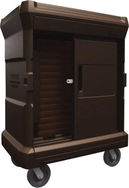 Made in USA - 42-3/4" Wide x 30" Long x 59" High Food Delivery System Cart - 2 Door, 80 Slot, Plastic, 2 Rigid/2 Swivel Casters - Benchmark Tooling