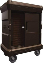 Made in USA - 42-3/4" Wide x 30" Long x 59" High Food Delivery System Cart - 2 Door, 80 Slot, Plastic, 2 Rigid/2 Swivel Casters - Benchmark Tooling