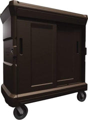 Made in USA - 56" Wide x 31" Long x 59" High Food Delivery System Cart - 2 Door, 132 Slot, Plastic, 2 Rigid/2 Swivel Casters - Benchmark Tooling