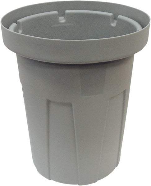 Made in USA - 40 Gal Gray Round Trash Can - Polyethylene, None Graphic, Lid Not Included - Benchmark Tooling